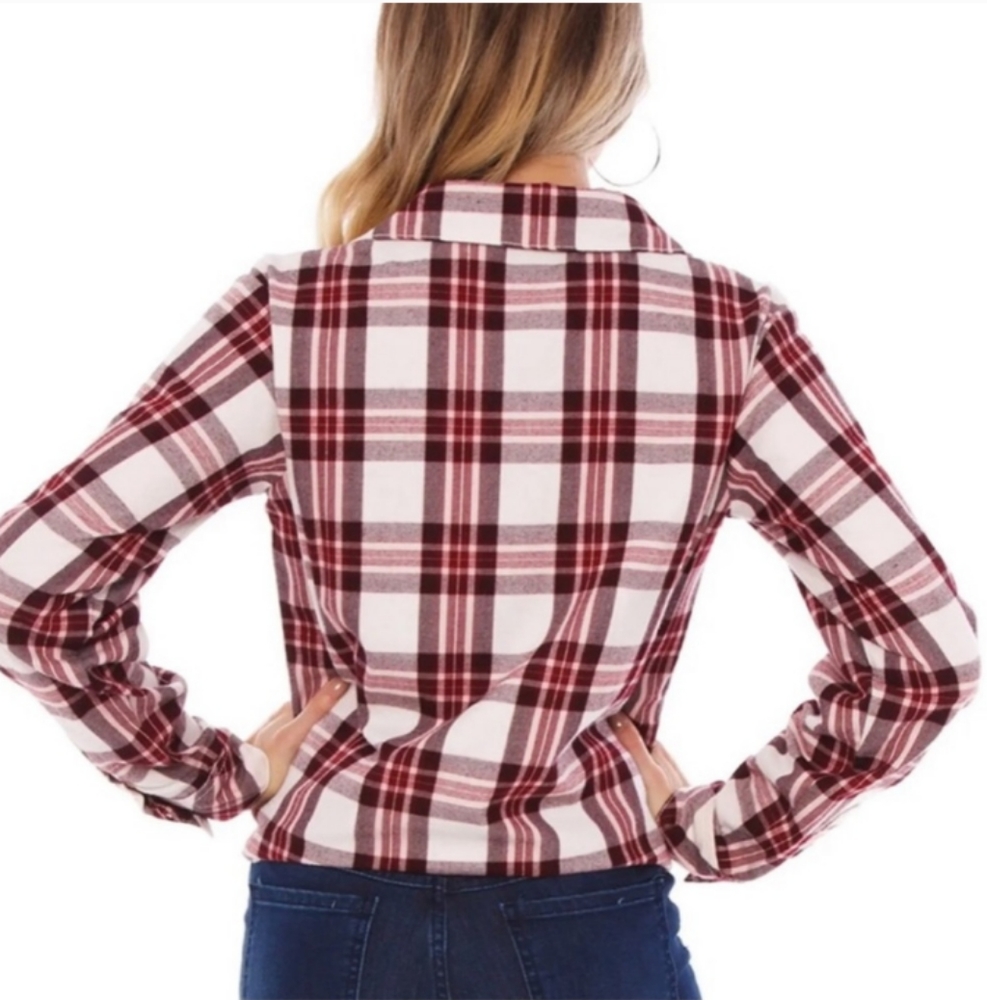 Anthropologie Red and White Plaid Button Down Shirt - Picture 8 of 9